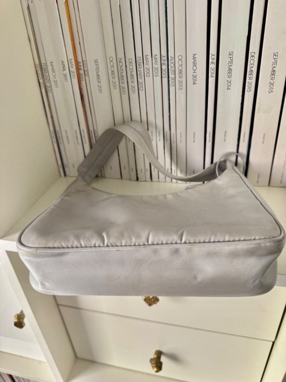 PRADA Re-Edition 2000 Mini Hobo silver gray small nylon bag underarm purse Y2k - Picture 6 of 15